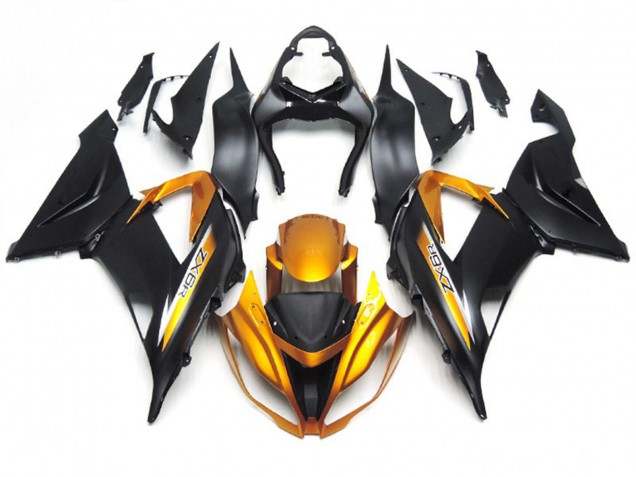 Matte Black and Gold 2013-2018 Kawasaki ZX6R Motorcycle Fairings Matte Black and Gold 2013-2018 Kawasaki ZX6R Motorcycle Fairings