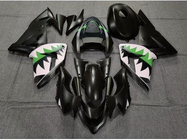 Matte Black and Green 2004-2005 Kawasaki ZX10R Motorcycle Fairings