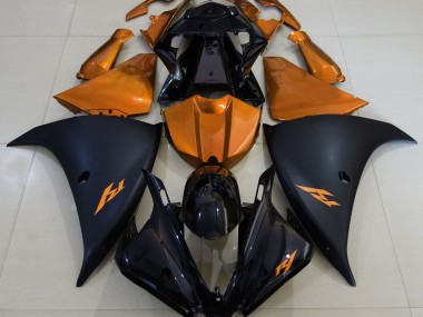 Matte Black and Orange 2013-2014 Yamaha R1 Motorcycle Fairings