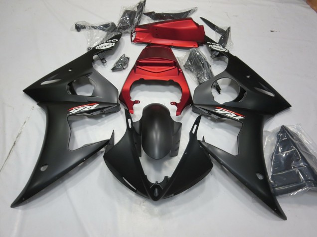 Matte Black and Red 2003-2005 Yamaha R6 Motorcycle Fairings Matte Black and Red 2003-2005 Yamaha R6 Motorcycle Fairings