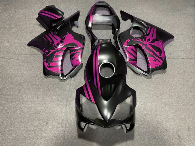 Matte Black & Pink Skull 2001-2003 Honda CBR600 F4i Motorcycle Fairings Matte Black & Pink Skull 2001-2003 Honda CBR600 F4i Motorcycle Fairings