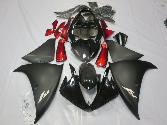 Matte Black Red 2013-2014 Yamaha R1 Motorcycle Fairings Matte Black Red 2013-2014 Yamaha R1 Motorcycle Fairings
