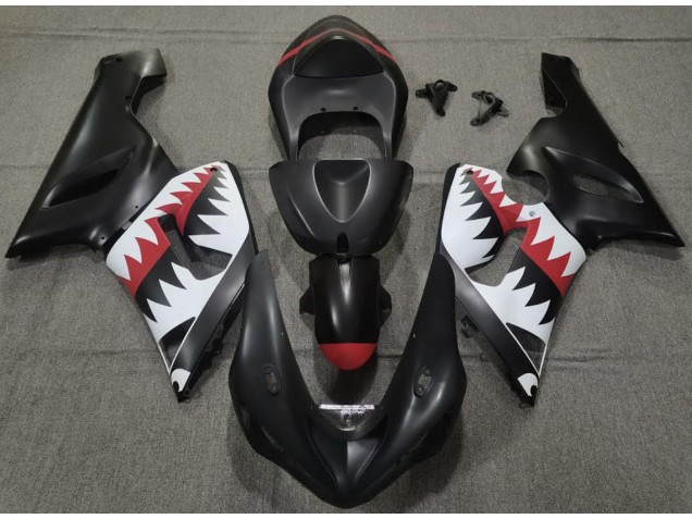 Matte Black Shark 2005-2006 Kawasaki ZX6R Motorcycle Fairings Matte Black Shark 2005-2006 Kawasaki ZX6R Motorcycle Fairings