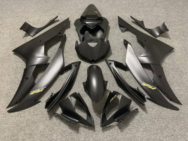 Matte Black with Gold Logo 2008-2016 Yamaha R6 Motorcycle Fairings Matte Black with Gold Logo 2008-2016 Yamaha R6 Motorcycle Fairings