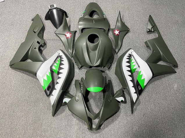 Matte Green & LightGreen Shark 2007-2008 Honda CBR600RR Motorcycle Fairings Matte Green & LightGreen Shark 2007-2008 Honda CBR600RR Motorcycle Fairings