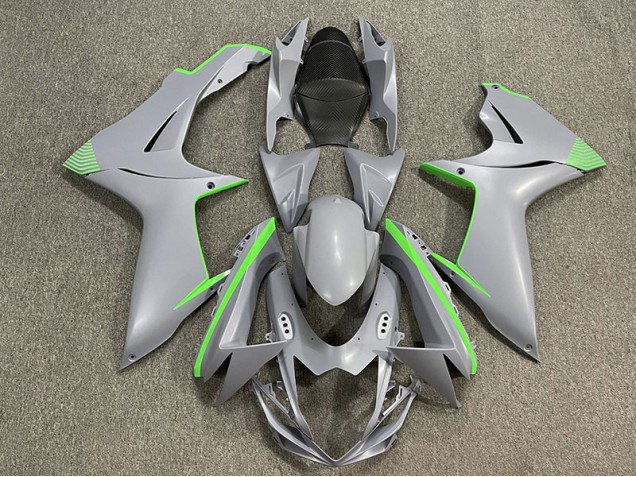 Matte Nardo Gray & Green Accents 2011-2020 Suzuki GSXR 600-750 Motorcycle Fairings Matte Nardo Gray & Green Accents 2011-2020 Suzuki GSXR 600-750 Motorcycle Fairings