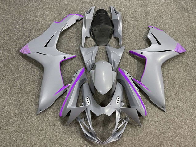 Matte Nardo Gray & Purple Accents 2011-2020 Suzuki GSXR 600-750 Motorcycle Fairings Matte Nardo Gray & Purple Accents 2011-2020 Suzuki GSXR 600-750 Motorcycle Fairings