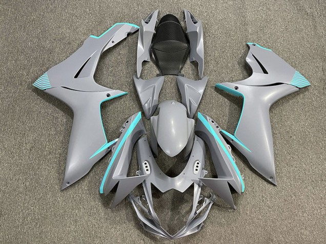 Matte Nardo Gray & Teal Accents 2011-2020 Suzuki GSXR 600-750 Motorcycle Fairings Matte Nardo Gray & Teal Accents 2011-2020 Suzuki GSXR 600-750 Motorcycle Fairings