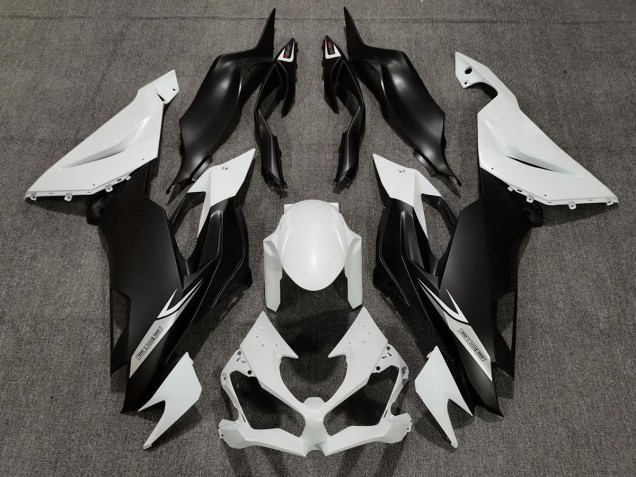 Matte Pearl White and Black 2019-2020 Kawasaki ZX6R Motorcycle Fairings Matte Pearl White and Black 2019-2020 Kawasaki ZX6R Motorcycle Fairings