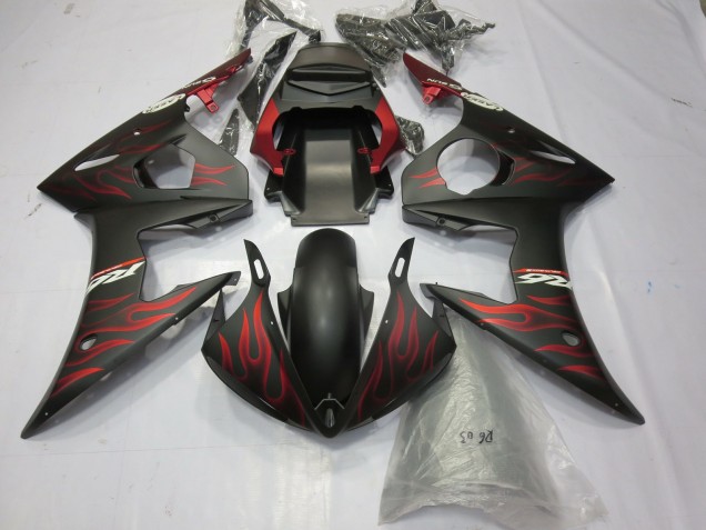 Matte red flame 2003-2005 Yamaha R6 Motorcycle Fairings
