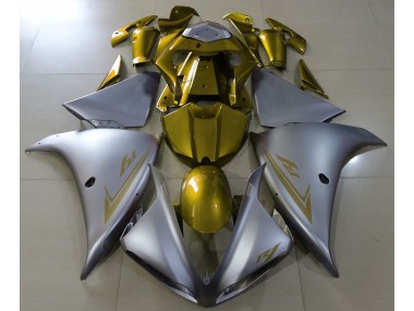 Matte Silver & Gold 2009-2012 Yamaha R1 Motorcycle Fairings