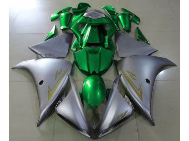 Matte Silver & Green 2009-2012 Yamaha R1 Motorcycle Fairings