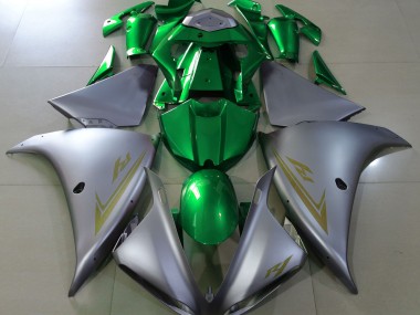 Matte Silver & Green 2009-2012 Yamaha R1 Motorcycle Fairings