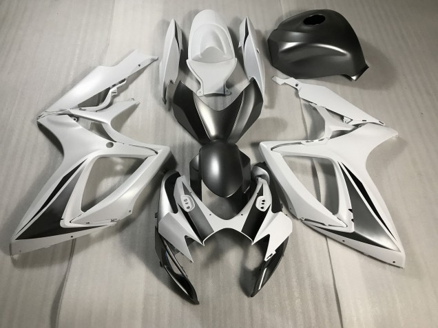Matte White and Grey 2006-2007 Suzuki GSXR 600-750 Motorcycle Fairings Matte White and Grey 2006-2007 Suzuki GSXR 600-750 Motorcycle Fairings