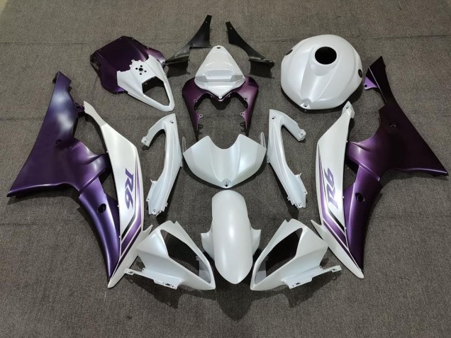 Matte White and Purple 2008-2016 Yamaha R6 Motorcycle Fairings Matte White and Purple 2008-2016 Yamaha R6 Motorcycle Fairings
