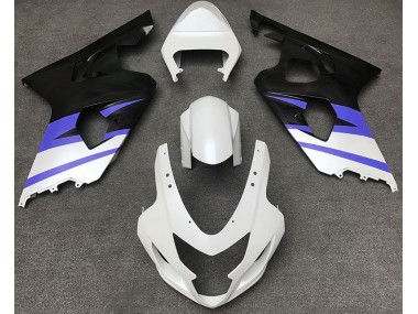 Matte White & Blue 2004-2005 Suzuki GSXR 600-750 Motorcycle Fairings