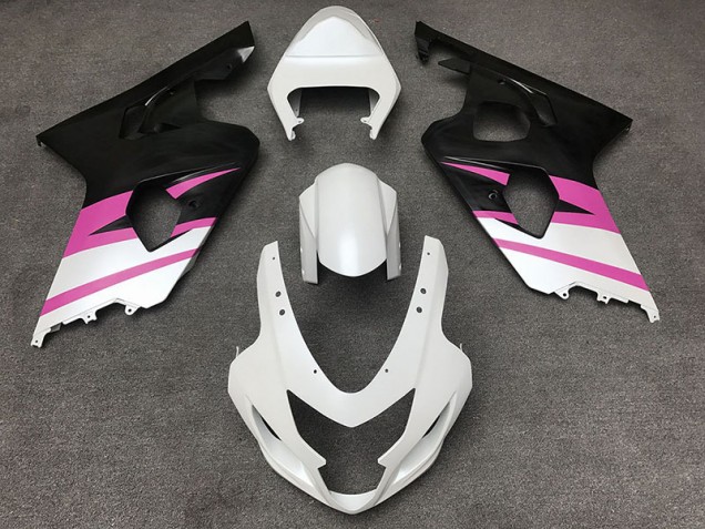 Matte White & Pink 2004-2005 Suzuki GSXR 600-750 Motorcycle Fairings Matte White & Pink 2004-2005 Suzuki GSXR 600-750 Motorcycle Fairings