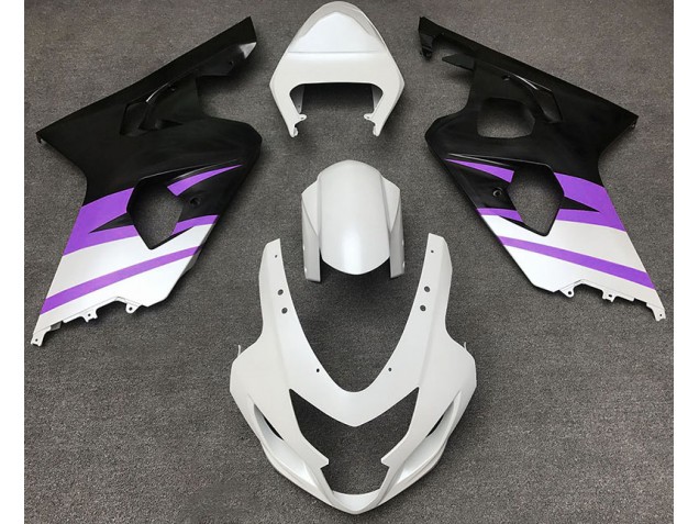 Matte White & Purple 2004-2005 Suzuki GSXR 600-750 Motorcycle Fairings Matte White & Purple 2004-2005 Suzuki GSXR 600-750 Motorcycle Fairings