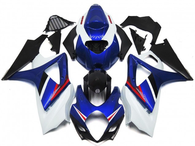 OEM Style Gloss Blue and White Red Logo 2007-2008 Suzuki GSXR 1000 Motorcycle Fairings OEM Style Gloss Blue and White Red Logo 2007-2008 Suzuki GSXR 1000 Motorcycle Fairings