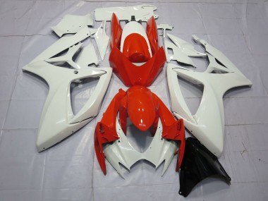 Orange and White 2006-2007 Suzuki GSXR 600-750 Motorcycle Fairings