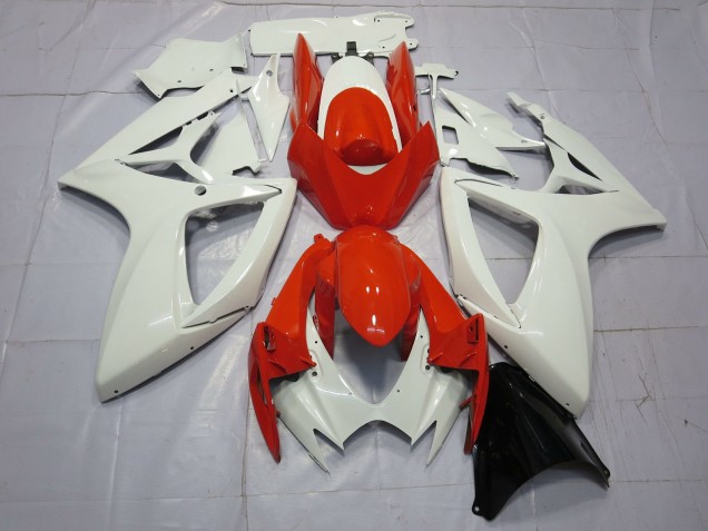 Orange and White 2006-2007 Suzuki GSXR 600-750 Motorcycle Fairings Orange and White 2006-2007 Suzuki GSXR 600-750 Motorcycle Fairings