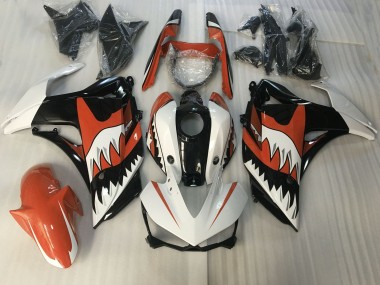 Orange and White Shark 2015-2018 Yamaha R3 Motorcycle Fairings
