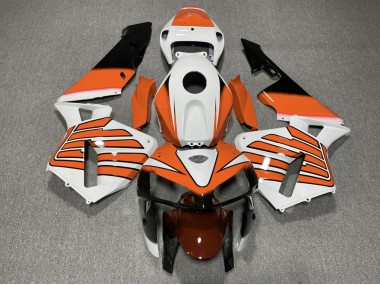 Orange and White Wings 2005-2006 Honda CBR600RR Motorcycle Fairings