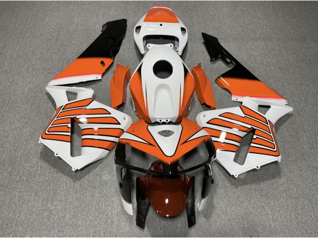 Orange and White Wings 2005-2006 Honda CBR600RR Motorcycle Fairings Orange and White Wings 2005-2006 Honda CBR600RR Motorcycle Fairings