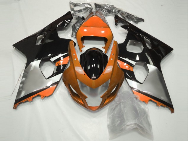 Orange Silver and Black 2004-2005 Suzuki GSXR 600-750 Motorcycle Fairings Orange Silver and Black 2004-2005 Suzuki GSXR 600-750 Motorcycle Fairings