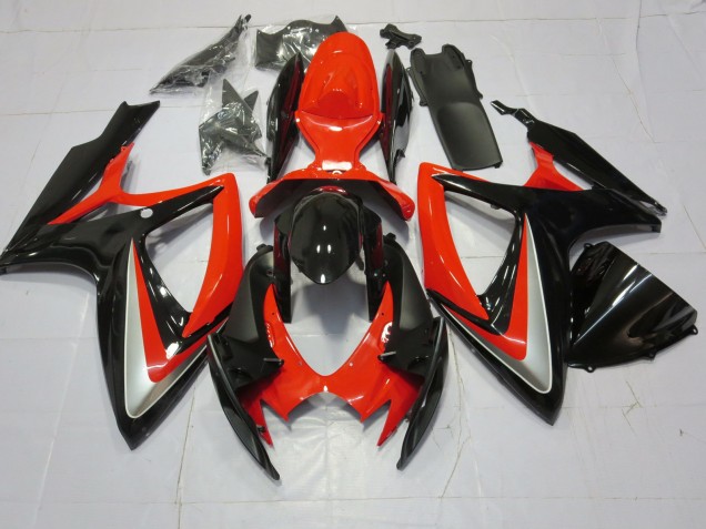 Orange Silver and Black 2006-2007 Suzuki GSXR 600-750 Motorcycle Fairings Orange Silver and Black 2006-2007 Suzuki GSXR 600-750 Motorcycle Fairings