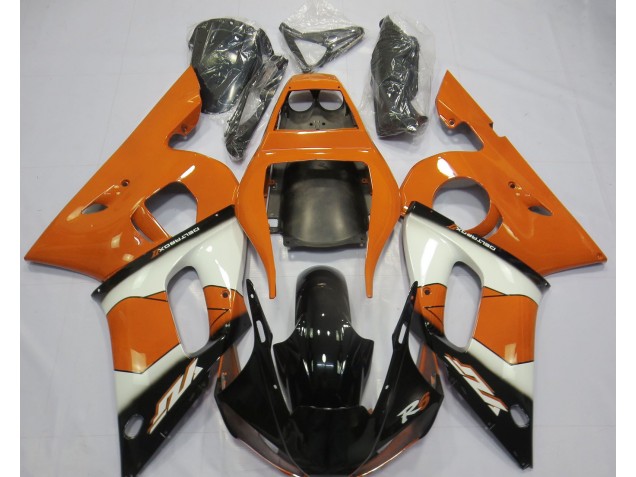 Orange White and Black 1998-2002 Yamaha R6 Motorcycle Fairings Orange White and Black 1998-2002 Yamaha R6 Motorcycle Fairings