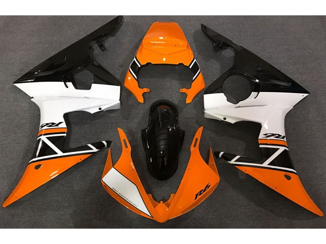 Orange White and Black 2003-2005 Yamaha R6 Motorcycle Fairings Orange White and Black 2003-2005 Yamaha R6 Motorcycle Fairings