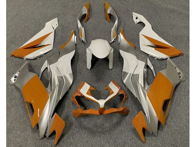 Orange White and Silver 2019-2020 Kawasaki ZX6R Motorcycle Fairings