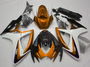 Orange & White Debadged 2006-2007 Suzuki GSXR 600-750 Motorcycle Fairings