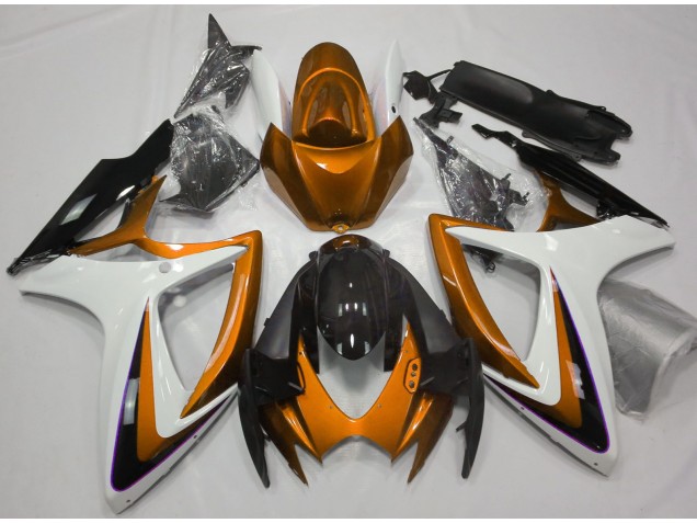 Orange & White Debadged 2006-2007 Suzuki GSXR 600-750 Motorcycle Fairings Orange & White Debadged 2006-2007 Suzuki GSXR 600-750 Motorcycle Fairings