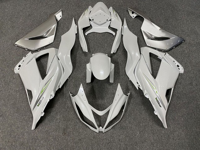 Pearl White 2013-2018 Kawasaki ZX6R Motorcycle Fairings