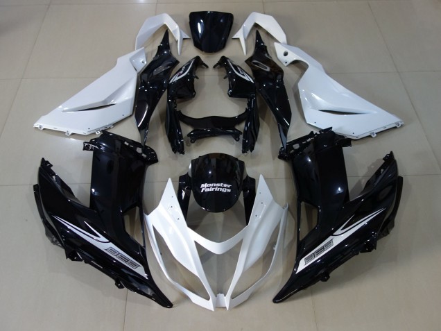 Pearl White and Black 2013-2018 Kawasaki ZX6R Motorcycle Fairings Pearl White and Black 2013-2018 Kawasaki ZX6R Motorcycle Fairings