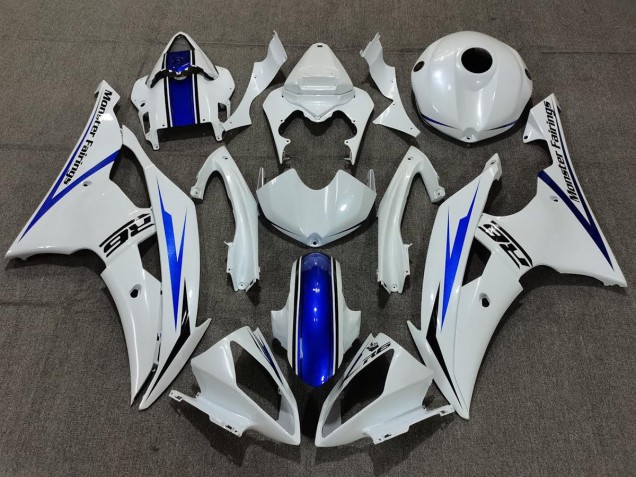 Pearl White and Blue 2008-2016 Yamaha R6 Motorcycle Fairings Pearl White and Blue 2008-2016 Yamaha R6 Motorcycle Fairings