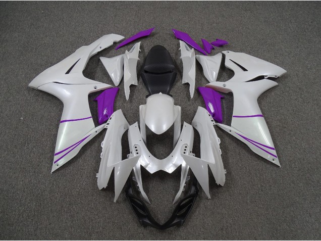 Pearl White and Purple 2011-2020 Suzuki GSXR 600-750 Motorcycle Fairings Pearl White and Purple 2011-2020 Suzuki GSXR 600-750 Motorcycle Fairings