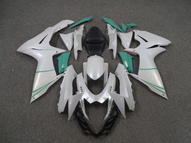 Pearl White and T Blue 2011-2020 Suzuki GSXR 600-750 Motorcycle Fairings