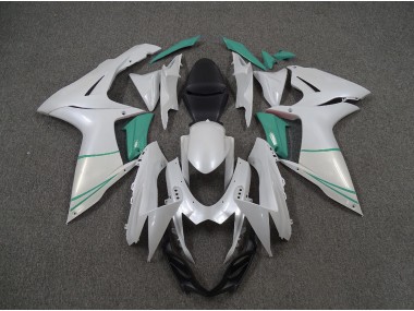 Pearl White and T Blue 2011-2020 Suzuki GSXR 600-750 Motorcycle Fairings