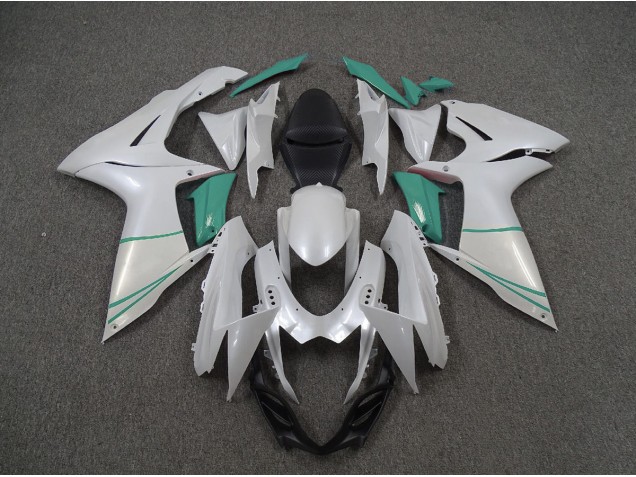 Pearl White and T Blue 2011-2020 Suzuki GSXR 600-750 Motorcycle Fairings Pearl White and T Blue 2011-2020 Suzuki GSXR 600-750 Motorcycle Fairings