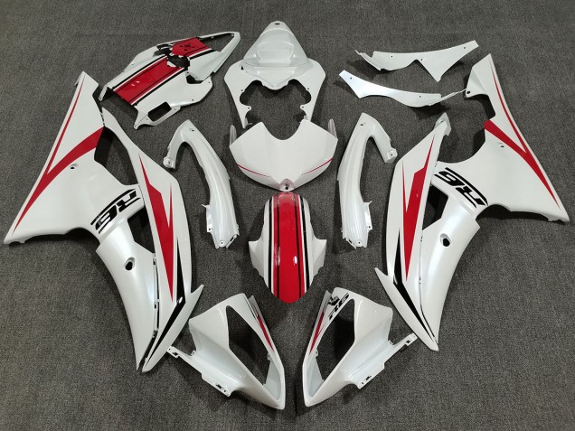 Pearl White & Gloss Red 2008-2016 Yamaha R6 Motorcycle Fairings Pearl White & Gloss Red 2008-2016 Yamaha R6 Motorcycle Fairings