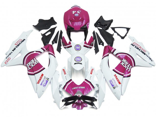 Pink 34 Lucky Strike 2008-2010 Suzuki GSXR 600-750 Motorcycle Fairings Pink 34 Lucky Strike 2008-2010 Suzuki GSXR 600-750 Motorcycle Fairings