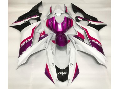 Pink and Gloss White 2017-2019 Yamaha R6 Motorcycle Fairings