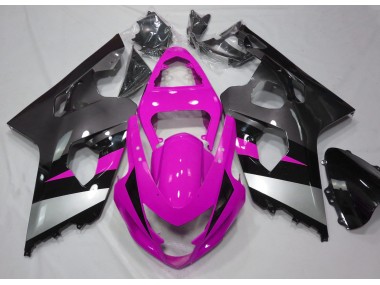 Pink and Silver 2004-2005 Suzuki GSXR 600-750 Motorcycle Fairings