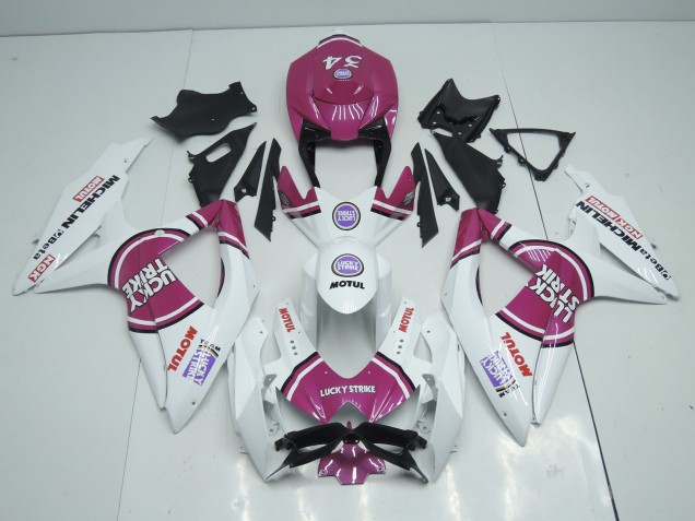 Pink Lucky Strike 2008-2010 Suzuki GSXR 600-750 Motorcycle Fairings Pink Lucky Strike 2008-2010 Suzuki GSXR 600-750 Motorcycle Fairings