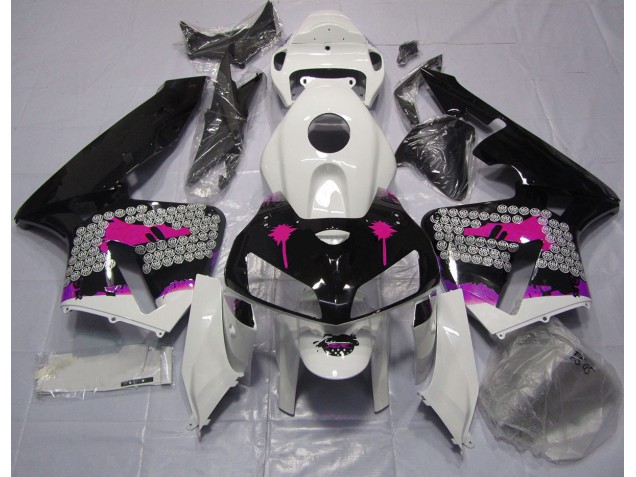 Pink Splatter on Gloss Black 2005-2006 Honda CBR600RR Motorcycle Fairings Pink Splatter on Gloss Black 2005-2006 Honda CBR600RR Motorcycle Fairings