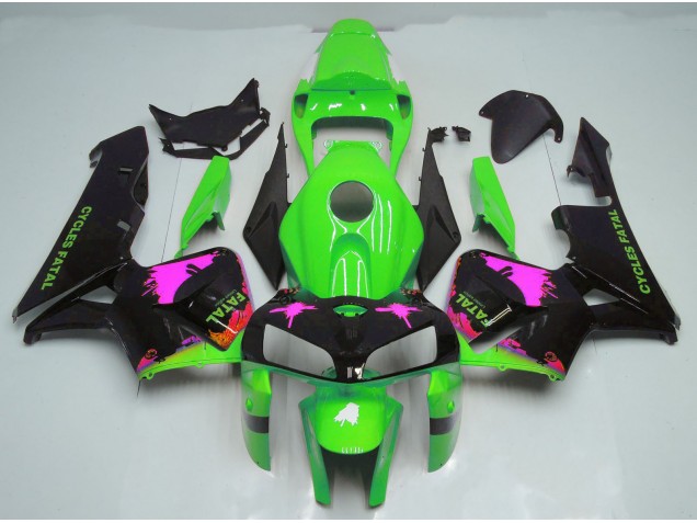 Pink Splatter on Green 2005-2006 Honda CBR600RR Motorcycle Fairings Pink Splatter on Green 2005-2006 Honda CBR600RR Motorcycle Fairings