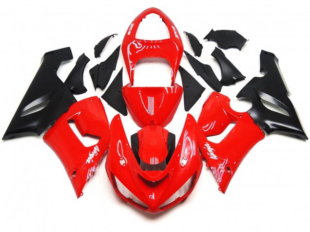 Plain Gloss Red White Decals 2005-2006 Kawasaki ZX6R Motorcycle Fairings Plain Gloss Red White Decals 2005-2006 Kawasaki ZX6R Motorcycle Fairings